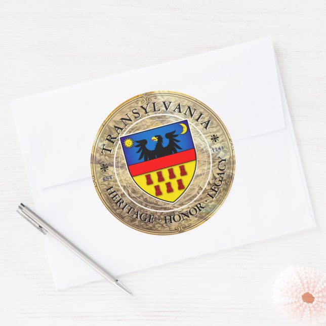 Sticker Rond Blason des Saxons de Transylvanie (Enveloppe)