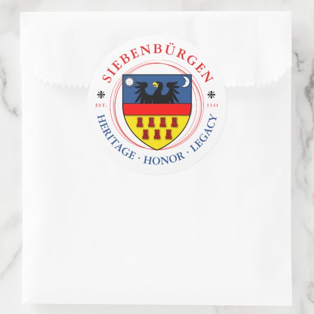 Sticker Rond Blason des Saxons de Transylvanie (Sac)