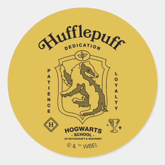 Sticker Rond Blason Dévouement Patience Loyauté PUFFELPUFF™ (Devant)