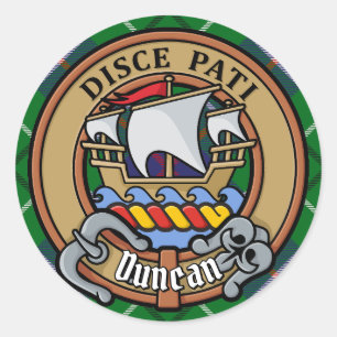 Sticker Rond Blason du clan Duncan sur tartan