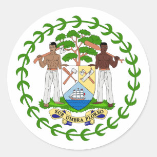 Sticker Rond Blason national du Belize symbole emblème drapeau