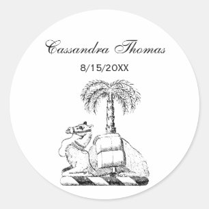 Sticker Rond Blason Prépa Chameau Palmier Armoiries
