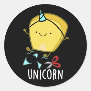 Sticker Rond Blé drôle de licorne Pun Fond sombre