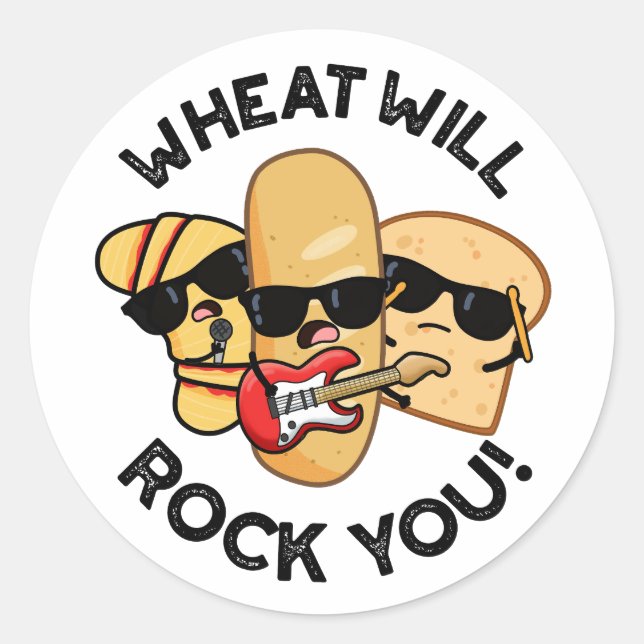 Sticker Rond Blé Vous Fera Rock Funny Food Puns  (Devant)