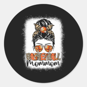 Sticker Rond Bleached Bysketbyll maman Leopard Messy Bun Mothe