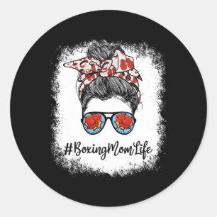 Sticker Rond Bleached Life Boxe Maman Leopard Messy Bun Gles