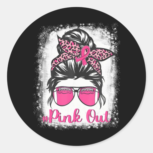 Sticker Rond Bleached Pink Out Football Maman Messy Bun Pink (Devant)