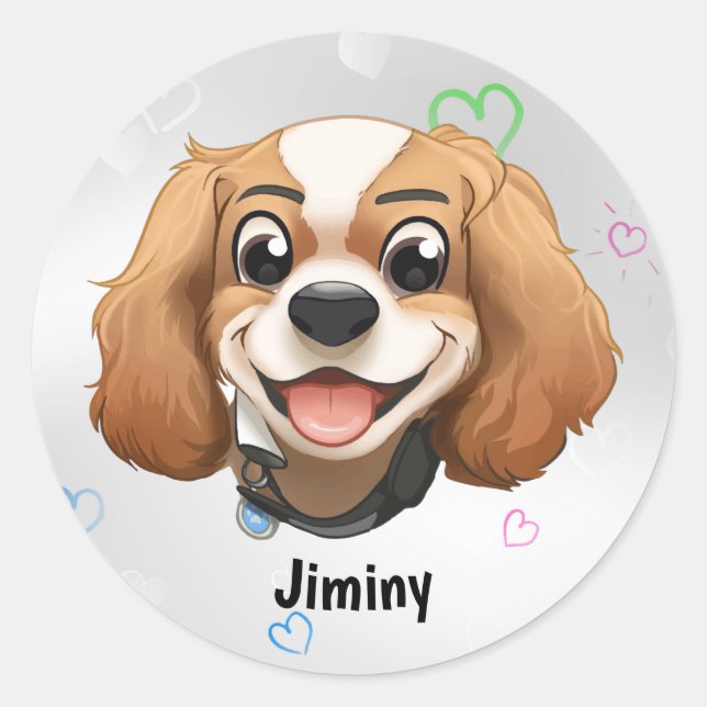 Sticker Rond Blenheim Cavalier King Charles Spaniel (Devant)