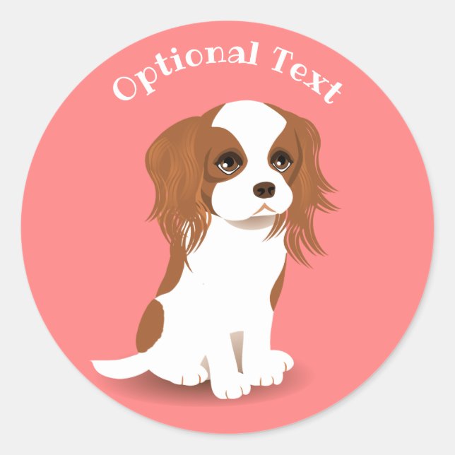Sticker Rond Blenheim Cavalier King Charles Spaniel rose (Devant)