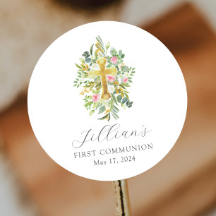 Sticker Rond Blessé Début Croix Première Communion