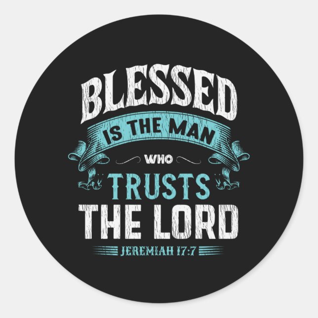 Sticker Rond Blessed Is The Man Who Trusts The Lord Christian (Devant)