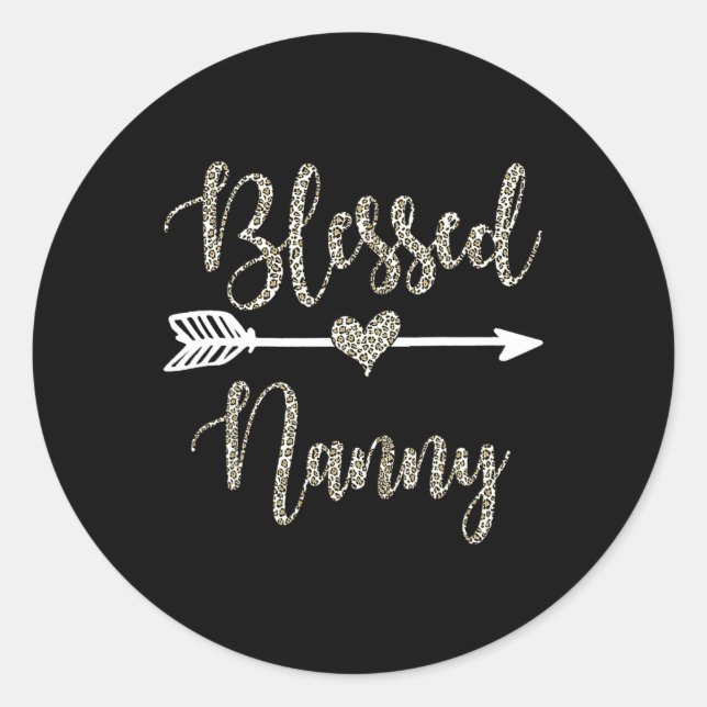 Sticker Rond Blessed Nanny's Day 2024 Grand-mère Leopard Wo (Devant)