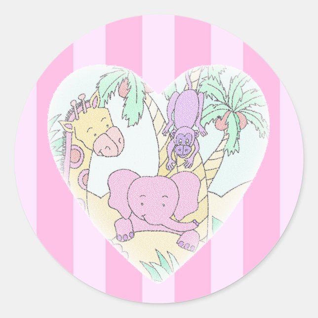 Sticker Rond Blessures cardiaques des bébés de la jungle - fill (Devant)