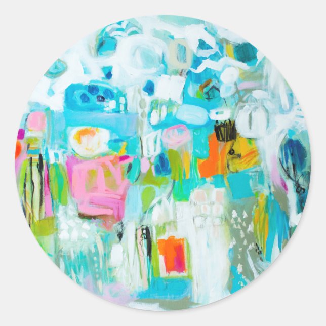 Sticker Rond Bleu Abstrait (Devant)