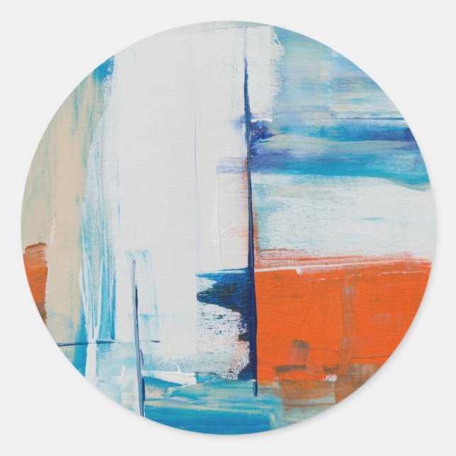 Sticker Rond Bleu Abstrait et art moderne orange (Devant)