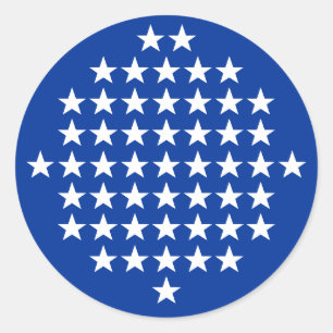 Sticker Rond Bleu avec 50 étoiles blanches à thème Drapeau amér