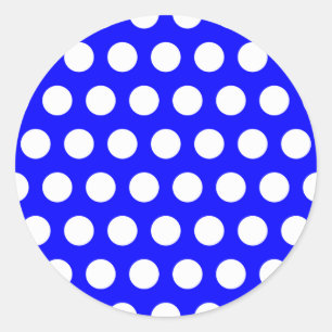 Sticker Rond Bleu avec des pois blancs
