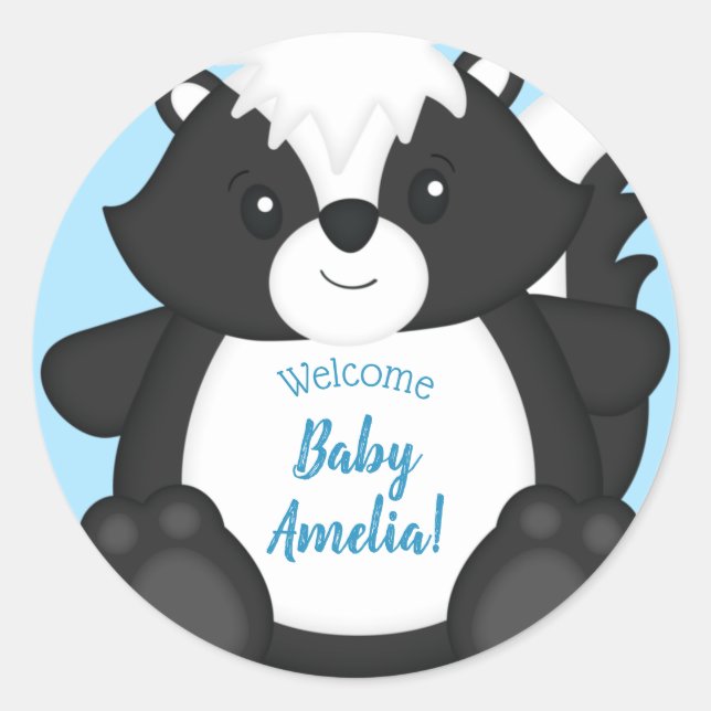 Sticker Rond Bleu Baby shower (Devant)