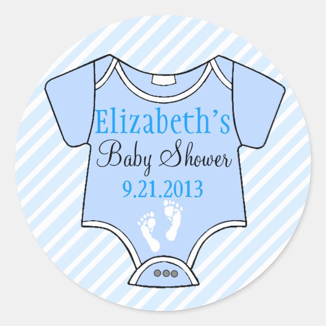 Sticker Rond Bleu baby shower (Devant)