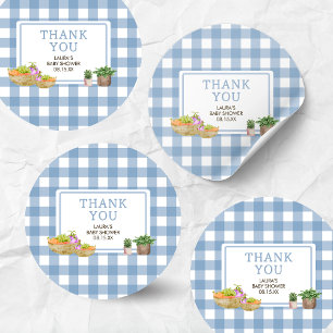 Sticker Rond Bleu Baby shower des fermiers cultivés localement