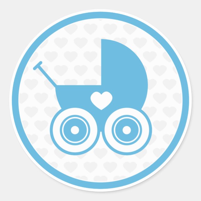 Sticker Rond Bleu Bébé Pram - Feuille d'autocollant (Devant)