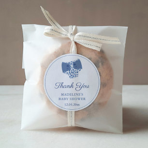 Sticker Rond Bleu Blanc Chinoiserie Baby shower de couche Favor