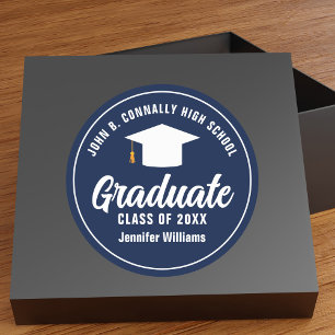 Sticker Rond Bleu blanc de la Marine Graduate sur mesure