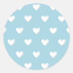 Sticker Rond Bleu blanc mignon simple Motif de coeur