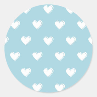 Sticker Rond Bleu blanc mignon simple Motif de coeur