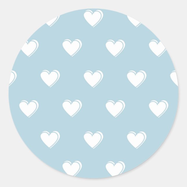 Sticker Rond Bleu blanc mignon simple Motif de coeur (Devant)