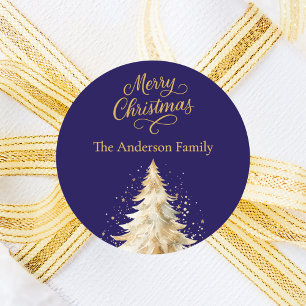 Sticker Rond Bleu blanc neige Noël