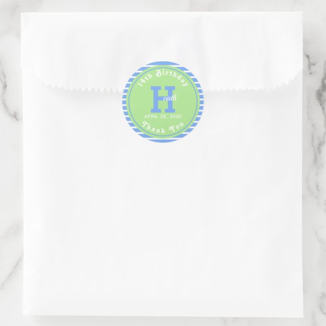 Sticker Rond Bleu ⎮ blanc vert (Sac)