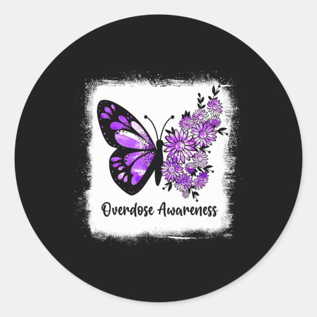 Sticker Rond Bleu Bleu Papillon pourpre Ruban Overdose Aw (Devant)