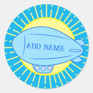 Sticker Rond Bleu Blimp Ballotte personnalisée