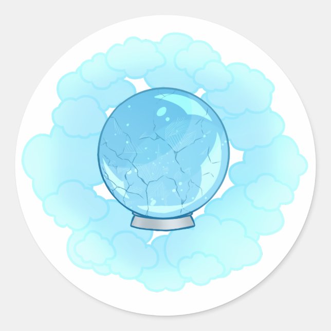 Sticker Rond Bleu brillant Cracked Crystal Ball (Devant)