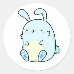 Sticker Rond Bleu Bunny de Cute Kawaii