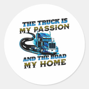 Sticker Rond Bleu Camion Speed Road Passion Home Conception du 