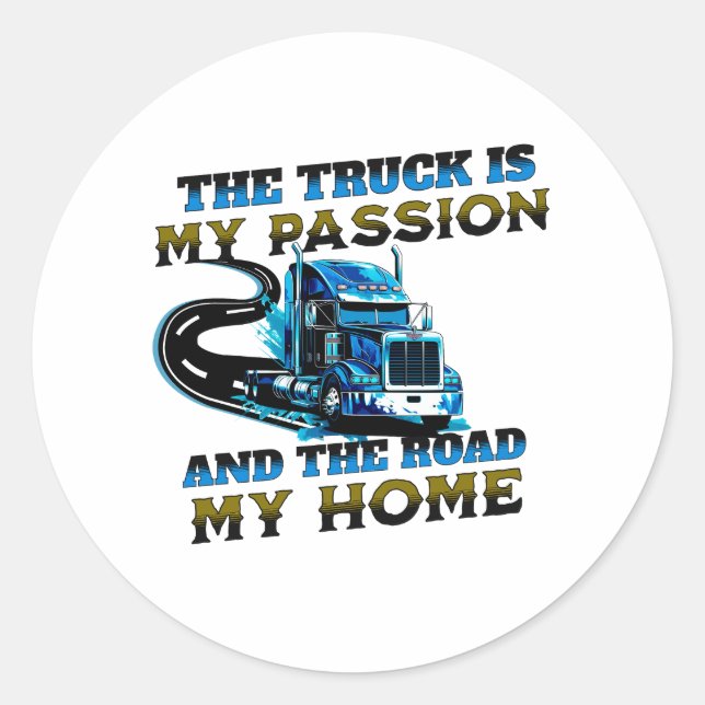 Sticker Rond Bleu Camion Speed Road Passion Home Conception du  (Devant)