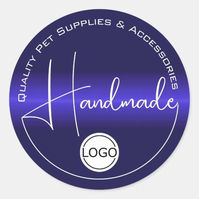 Sticker Rond Bleu Chrome Couleur Dégradé Modèle Logo fait main (Devant)