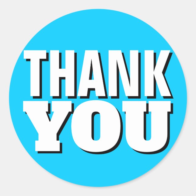 Sticker Rond Bleu clair Merci simple (Devant)