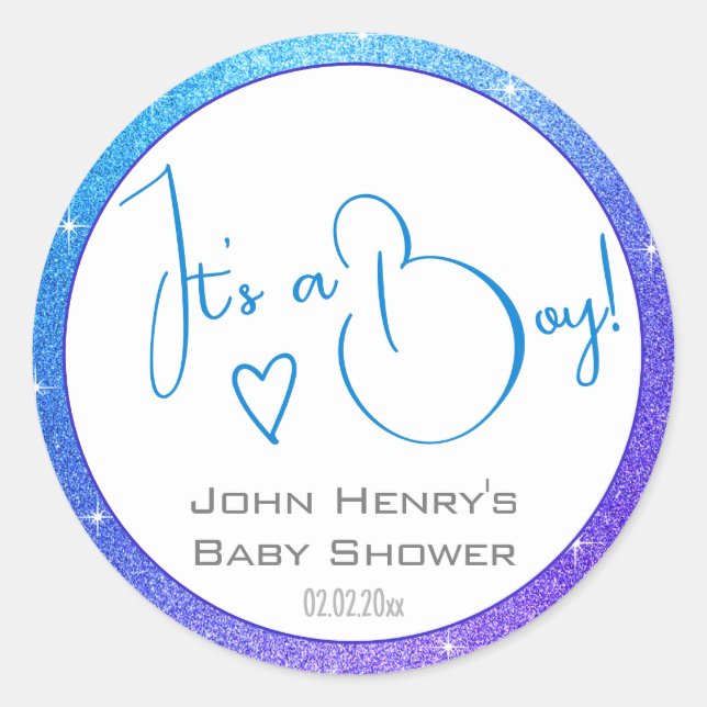 Sticker Rond Bleu clair Parties scintillant violet étoiles Baby (Devant)