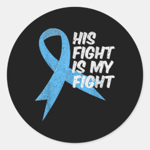 Sticker Rond Bleu clair Ribbon Support Guerrier Cancer de la pr