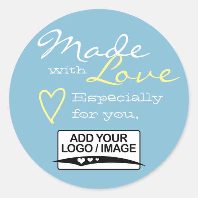 Sticker Rond Bleu clair Simple Fabriqué avec Love Logo Modèle (Devant)