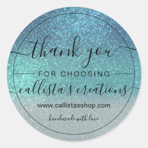 Sticker Rond Bleu clair Turquoise Parties scintillant brillante