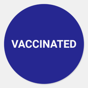Sticker Rond Bleu cobalt vacciné blanc personnalisable simple