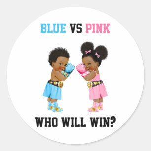 Sticker Rond Bleu contre rose qui gagnera Thème de boxe révélat