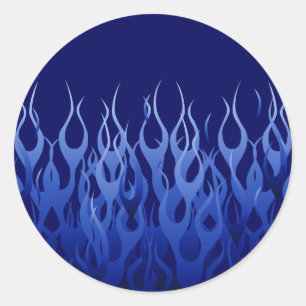 Sticker Rond Bleu cool sur Blue Racing Flames décorative