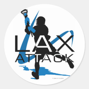 Sticker Rond Bleu d'attaque de LAX de garçons de lacrosse