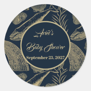 Sticker Rond Bleu de baleine marine vintage