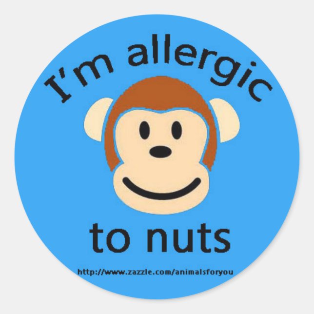 Sticker Rond Bleu de l'allergie des noix (Devant)
